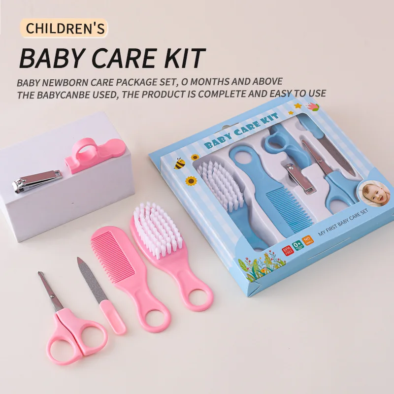 Kit de higiene para bebé con peine y cepillo, cortauñas, tijeras