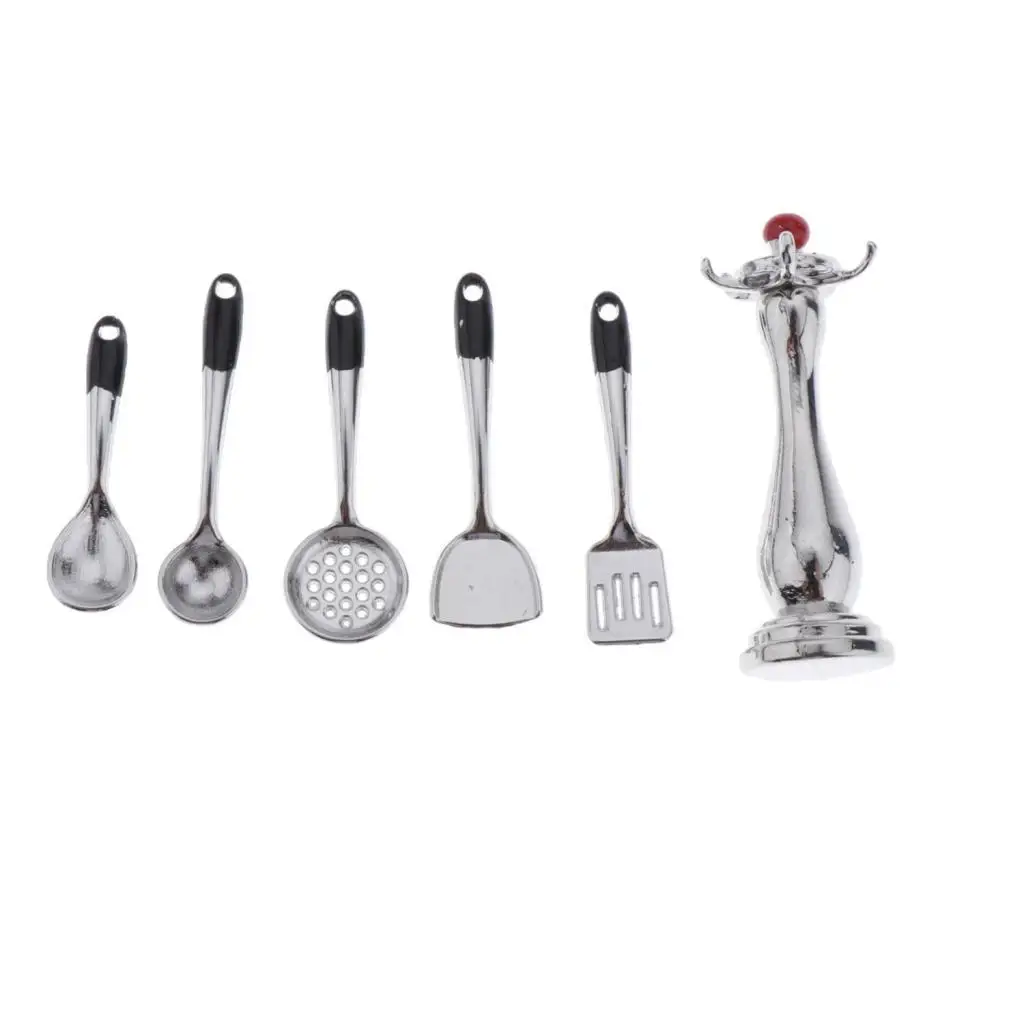Utensilios de cocina en miniatura de metal para casa de muñecas - imagen 3