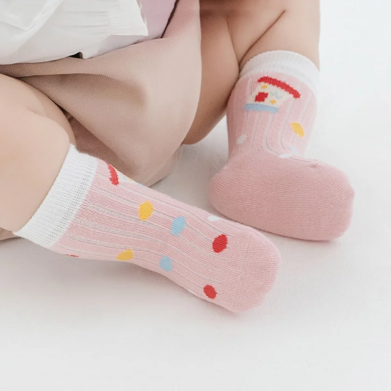 Calcetines altos de algodón con rayas y animales para niños - imagen 4