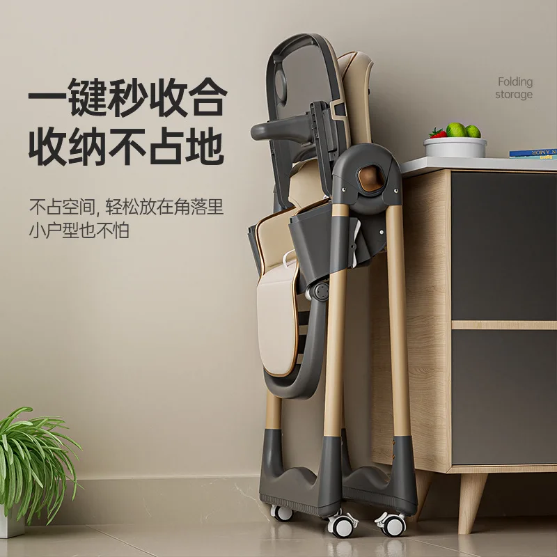 Silla alta de madera plegable multifuncional para comedor bebé - imagen 5