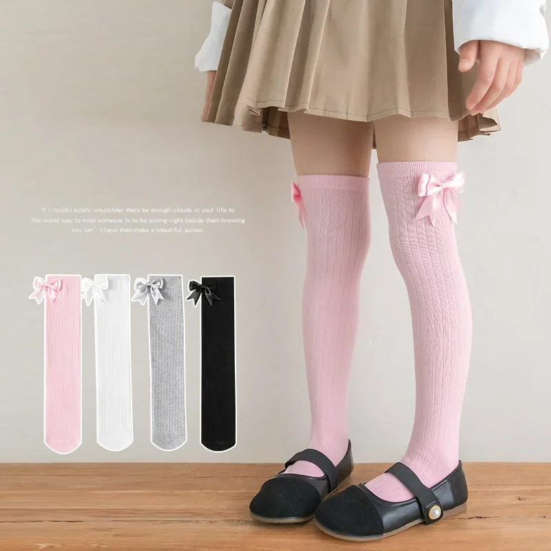 Calcetines escolares infantiles de algodón con lazo para niños y niñas - imagen 4
