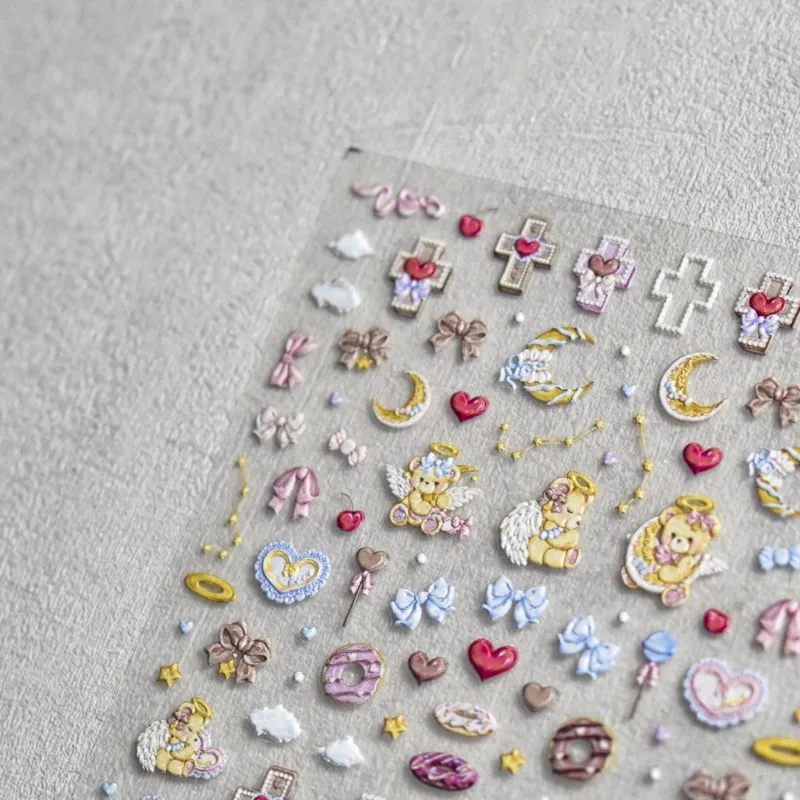 Pegatinas 3D de estilo coreano con nubes y ángeles en relieve - imagen 3