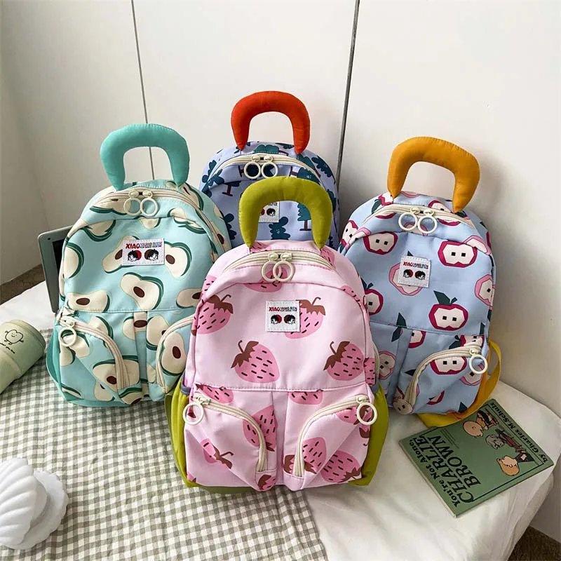 Mochila escolar infantil con estampado de frutas y dibujos animados - imagen 4