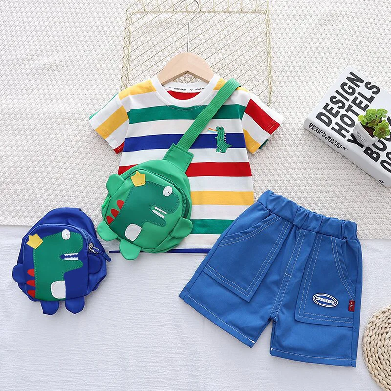 Conjunto de verano de algodón con pantalón corto y top a rayas - imagen 4