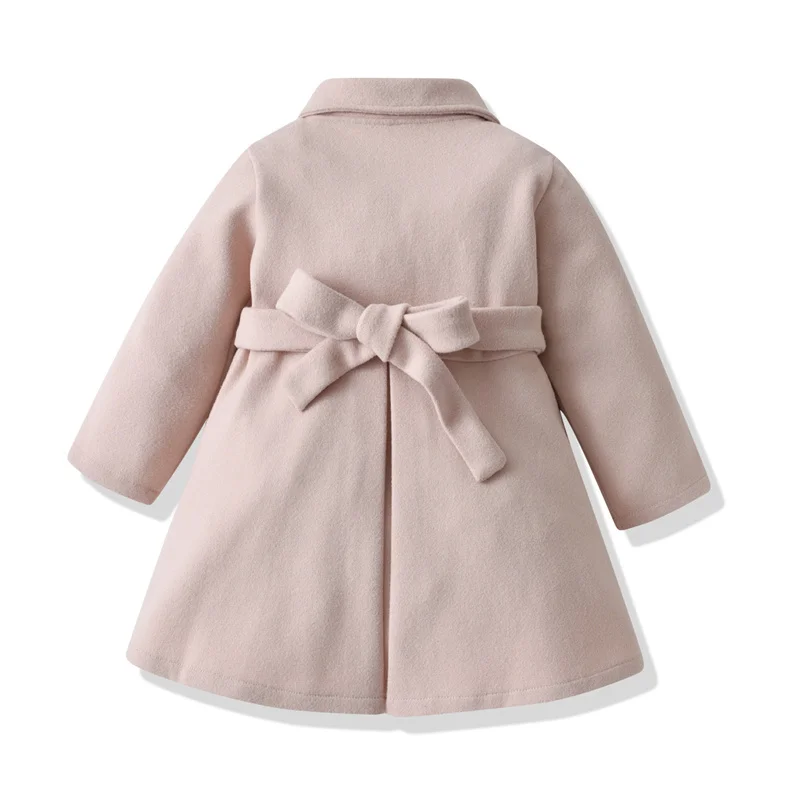 Abrigo de lana tweed para niña otoño-invierno cálido