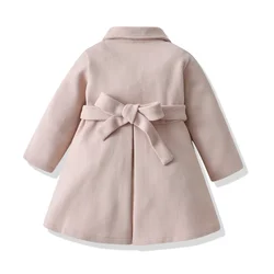 Abrigo de lana tweed para niña otoño-invierno cálido