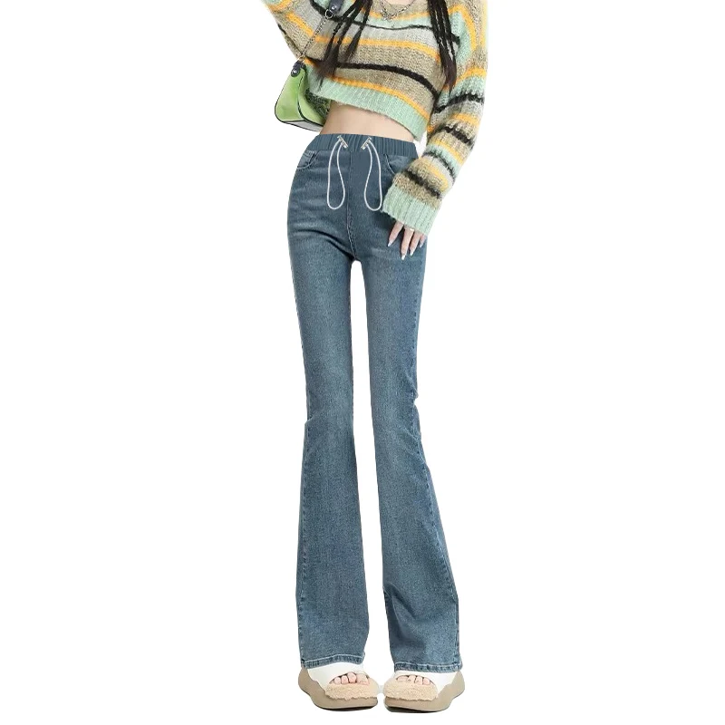 Jeans premamá vaqueros acampanados con cintura elástica y cordón - imagen 2