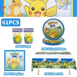 Decoración de cumpleaños Pokémon Pikachu para mesa festiva