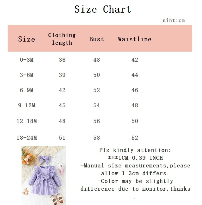 Vestido princesa con lazo para niña – Manga larga púrpura para bebé - imagen 2