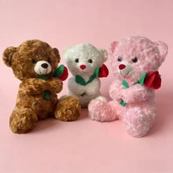 Oso de peluche tierno con rosas, suave y romántico