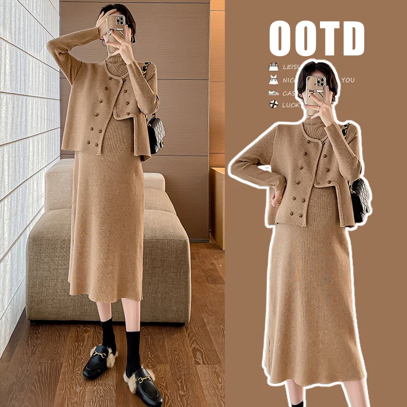Conjunto premamá suéter y vestido de punto para otoño e invierno - imagen 4