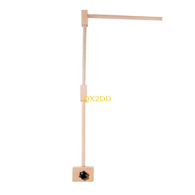 Soporte móvil para cuna de madera natural vista frontal