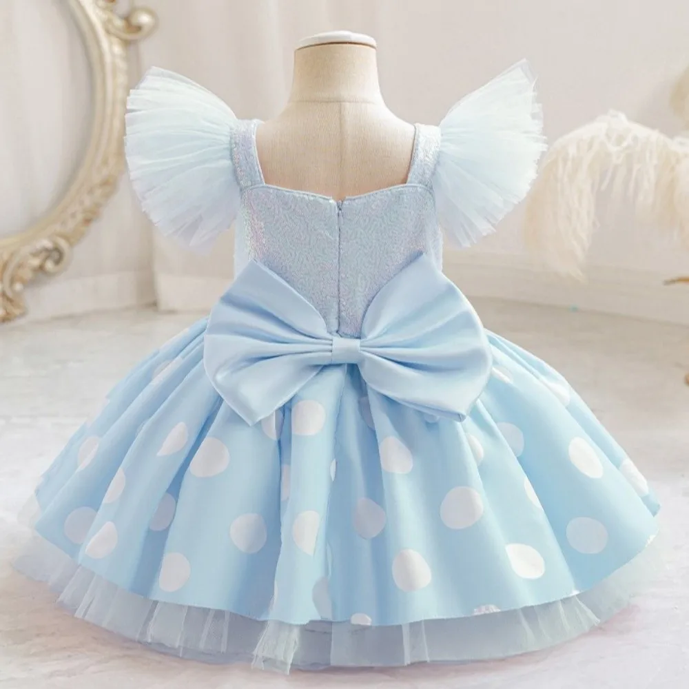 Vestido de princesa para niña con mangas volantes y falda vaporosa - imagen 2