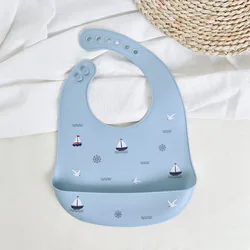 Baberos de silicona con recogedor para comida impermeables ajustables