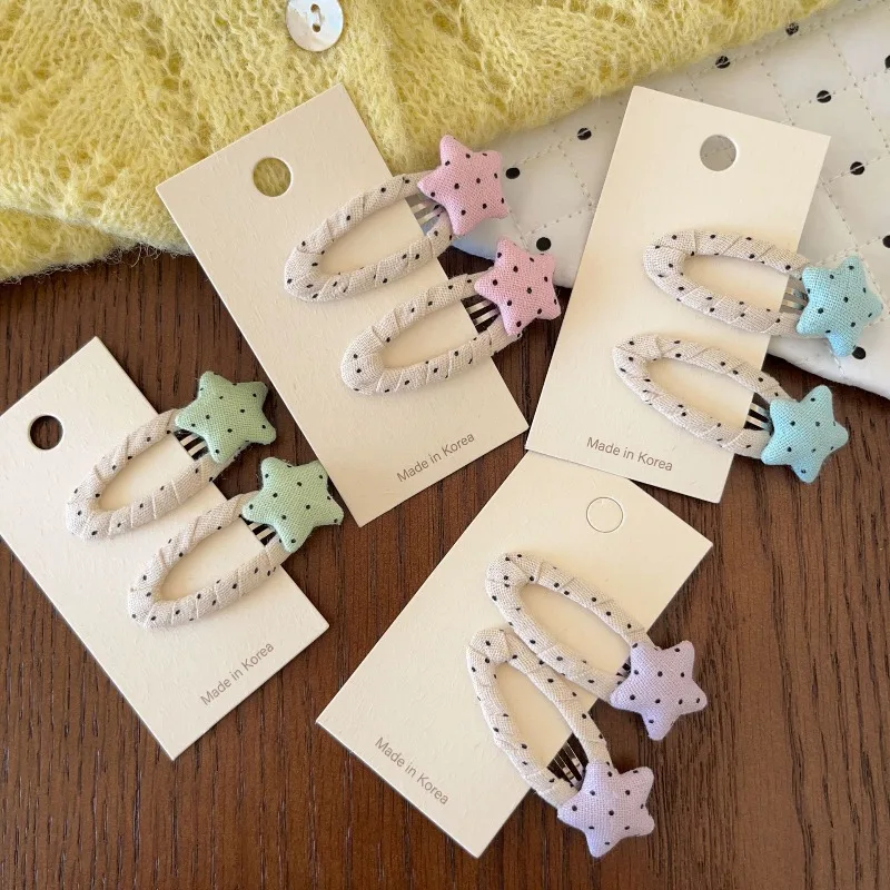 Pinzas de pelo para niña con estrellas de tela y cierre automático