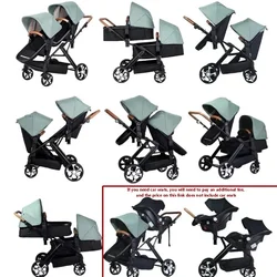 Carrito gemelar para bebés con asientos reclinables