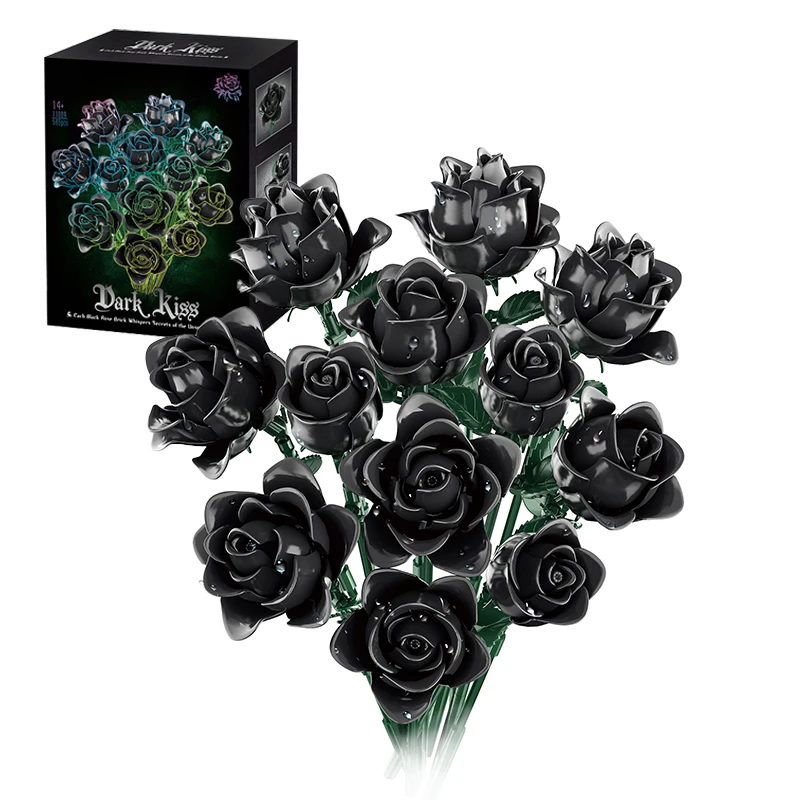 Bloques de construcción de rosas negras decorativas – RamoDIY para niños