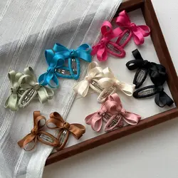 Clips laterales para el pelo de niños con lazo caramelo