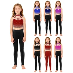 Disfraz de ballet con strass para niñas: top halter y mallas