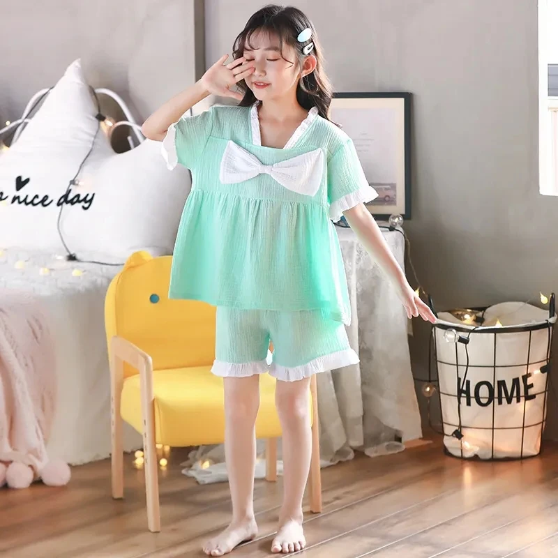 Pijama de gasa algodón estilo princesa ligera para niña verano - imagen 2