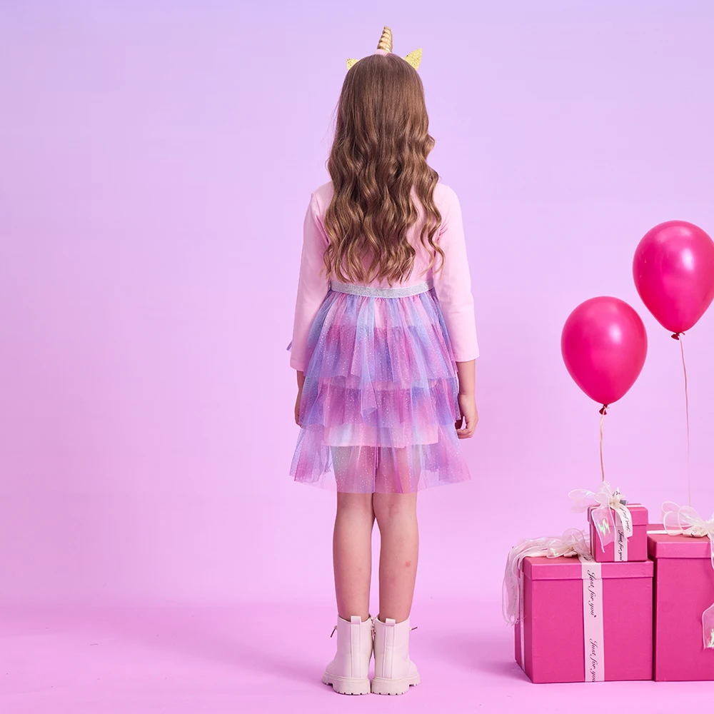DXTON Vestido Princesa de Tul Degradado con Corona - imagen 2