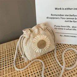 Bolso de rafia tipo cubo para niña – bandolera cruzada verano
