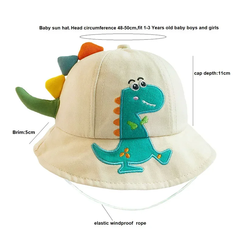 Sombrero de verano para bebé Panamá dinosaurios con protección UV - imagen 5