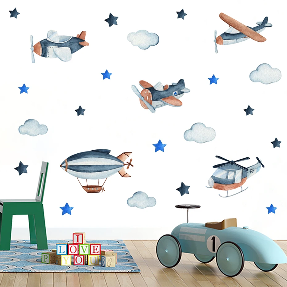 Pegatinas de avión acuarela para habitación infantil - imagen 5