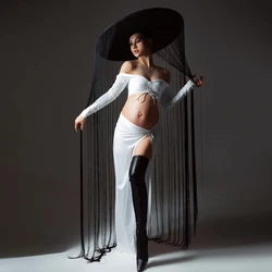 Vestido premamá ceñido con elástico para sesión de fotos