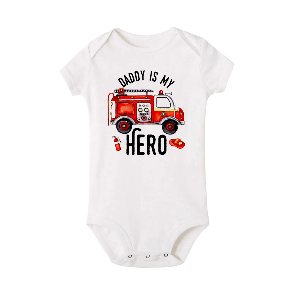 Daddy Is My Hero Body para bebé con camión bomberos dibujos animados - imagen 5