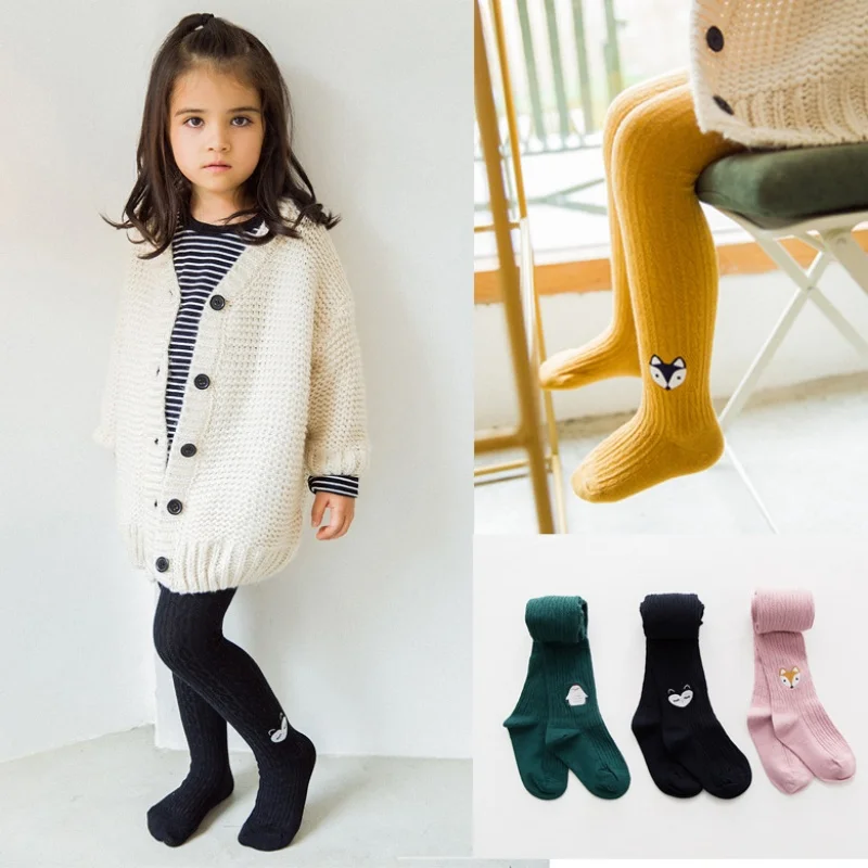Pantimedias cálidas para niñas con bordado de dibujos animados - imagen 3