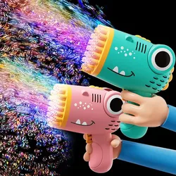 Pistola de burbujas eléctrica con dinosaurios para fiestas al aire libre