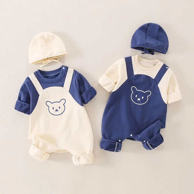 Pelele bebé en algodón con gorro y estampado de dibujos infantiles - imagen 2