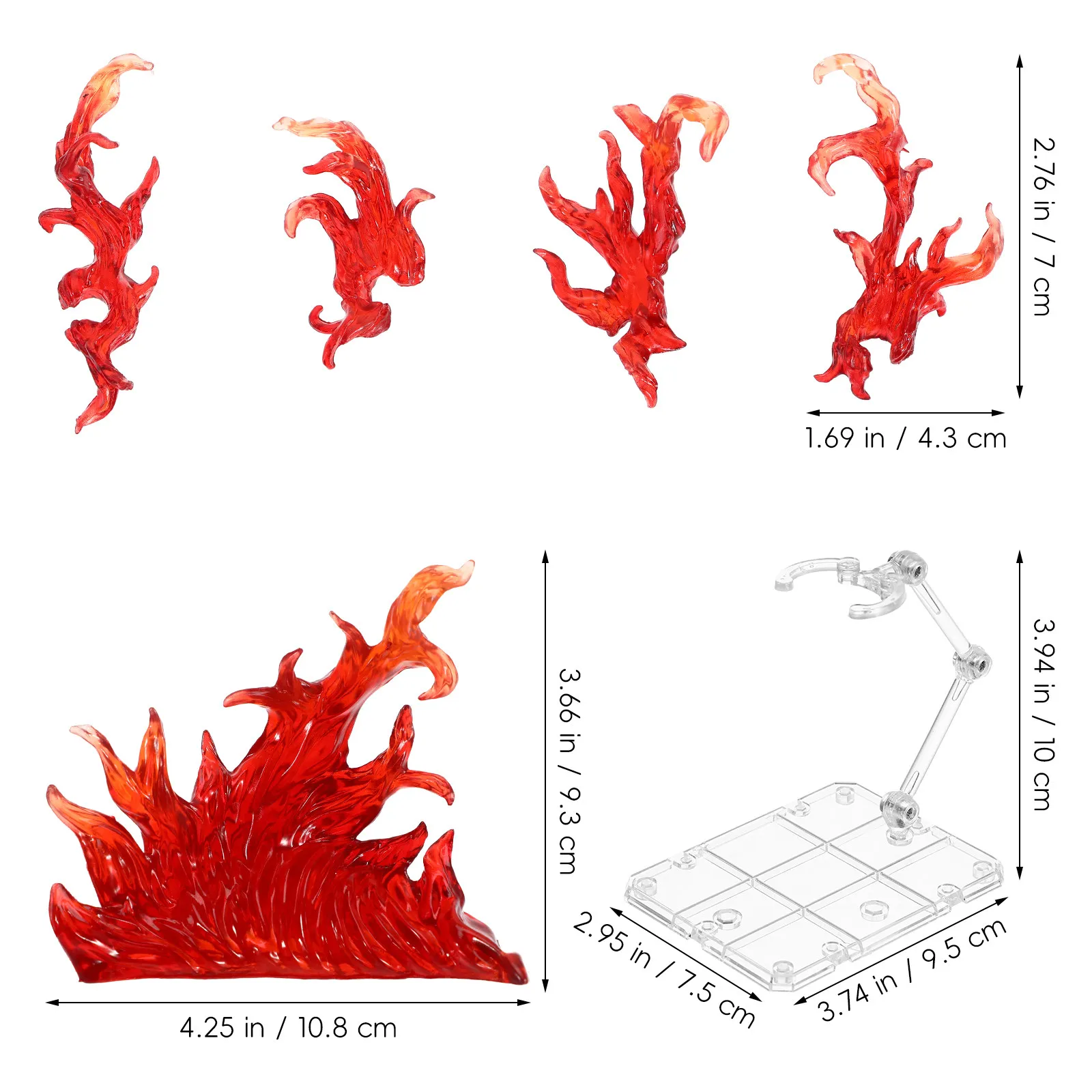 Soporte transparente para figuras de acción con efecto fuego