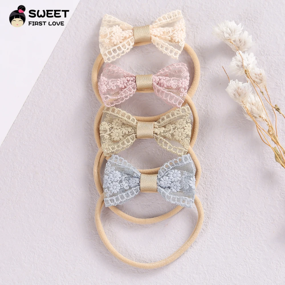 Diadema elástica de encaje para niña – banda suave de nailon