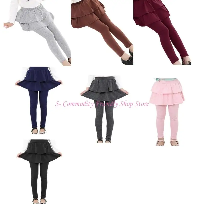 Leggings con falda volantes para niñas en color negro
