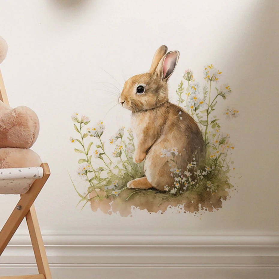 Pegatinas de pared con conejito y flores para habitación infantil - imagen 5