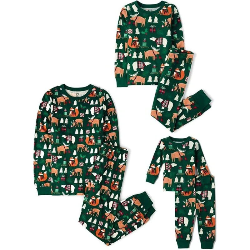 Conjunto de pijama navideño infantil de manga larga con animales - imagen 2