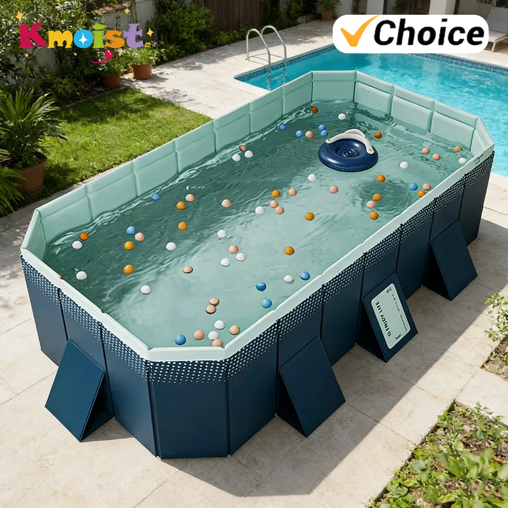Piscina plegable grande con marco reforzado para niños y familia - imagen 3