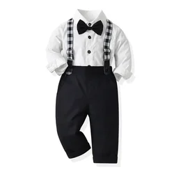 Conjunto pantalón y camisa niño blanco y negro de algodón