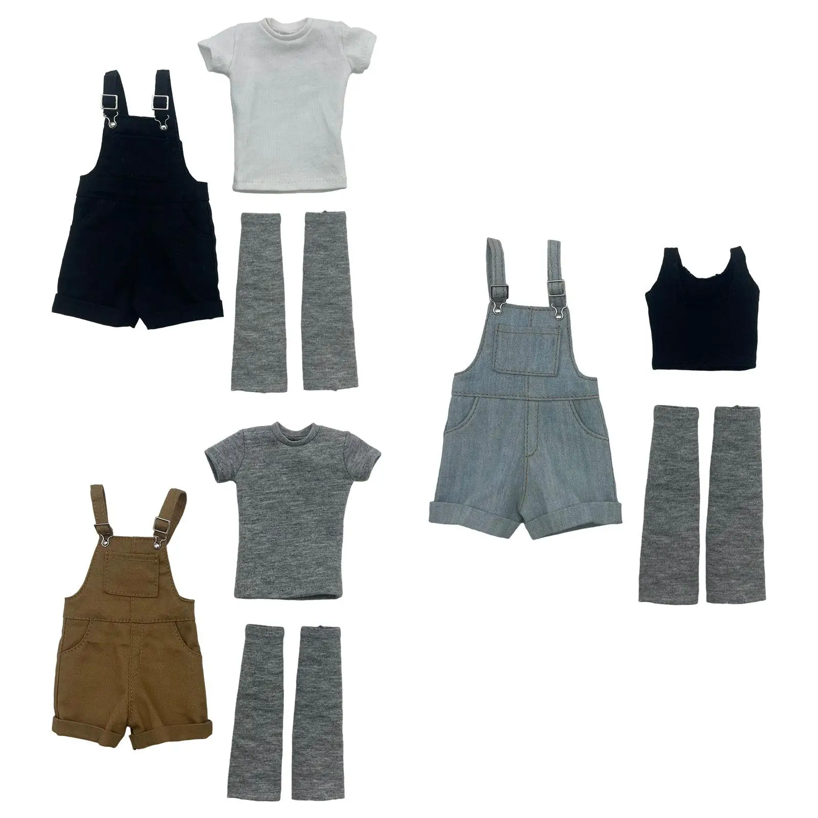 Conjunto de ropa para muñeco de acción con peto corto y calcetines - imagen 3