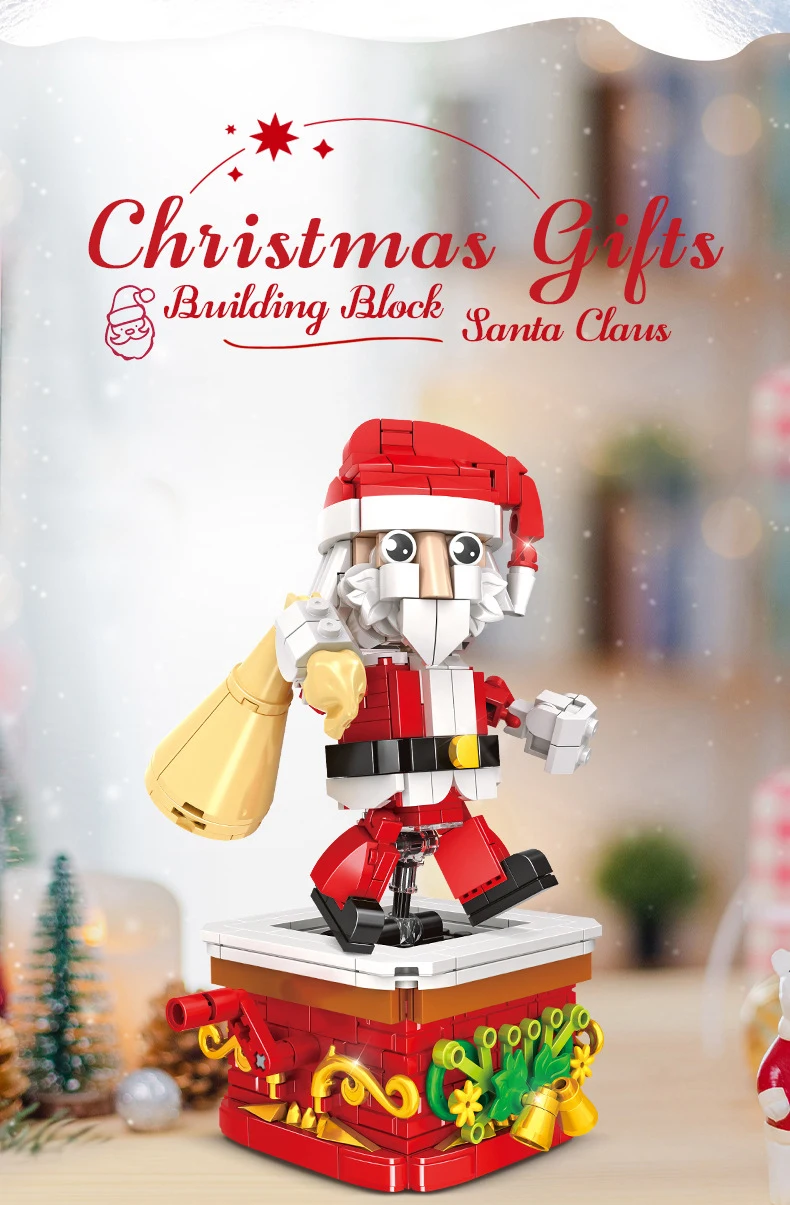 Figura/estructura de Papá Noel montada con bloques