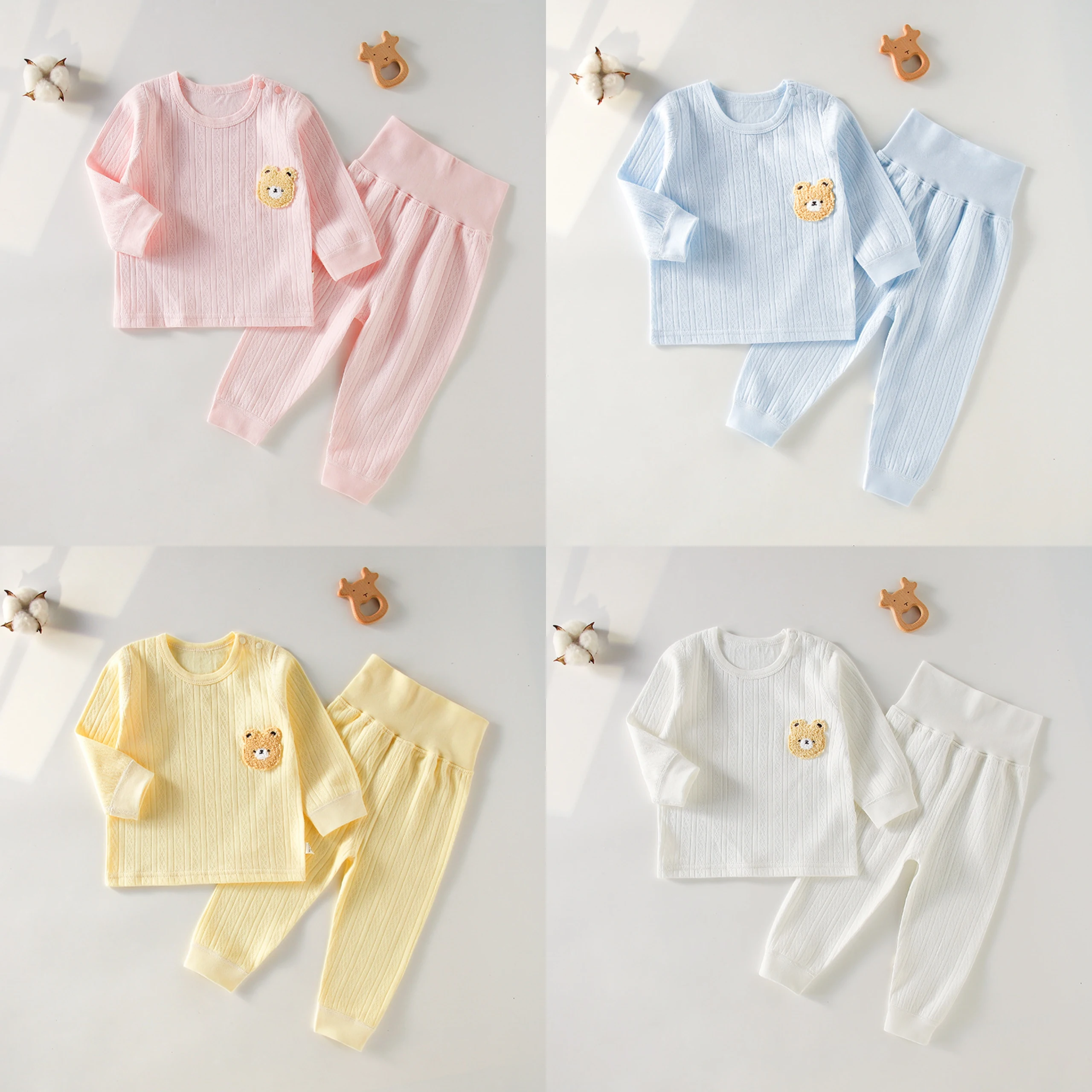 Conjunto pijama de algodón para bebé de manga larga sin costuras - imagen 5