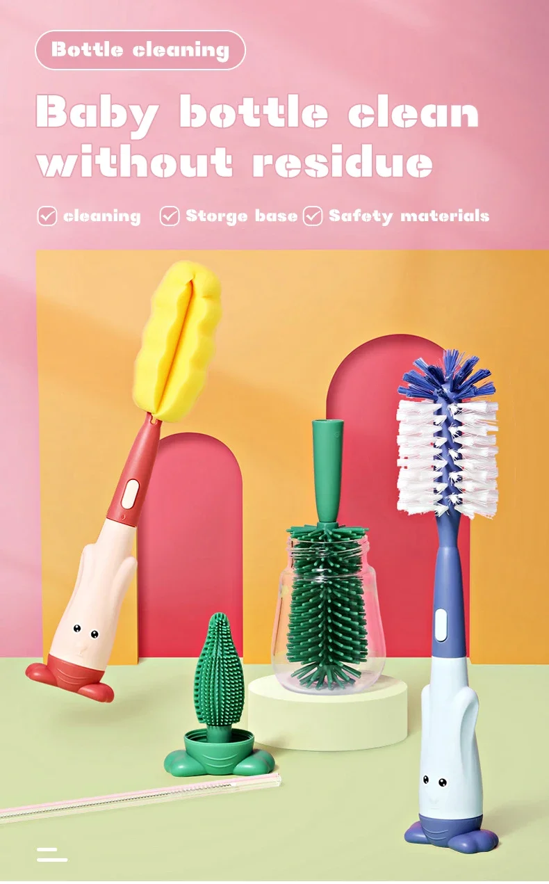Cepillos para biberones y pajitas con diseño de cabezales