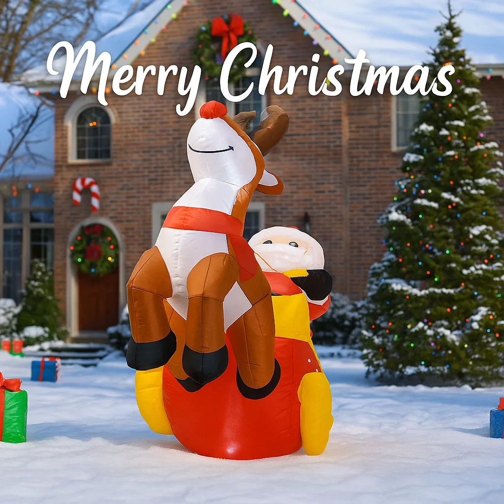 Trineo inflable de Papá Noel con decoración LED para Navidad - imagen 4