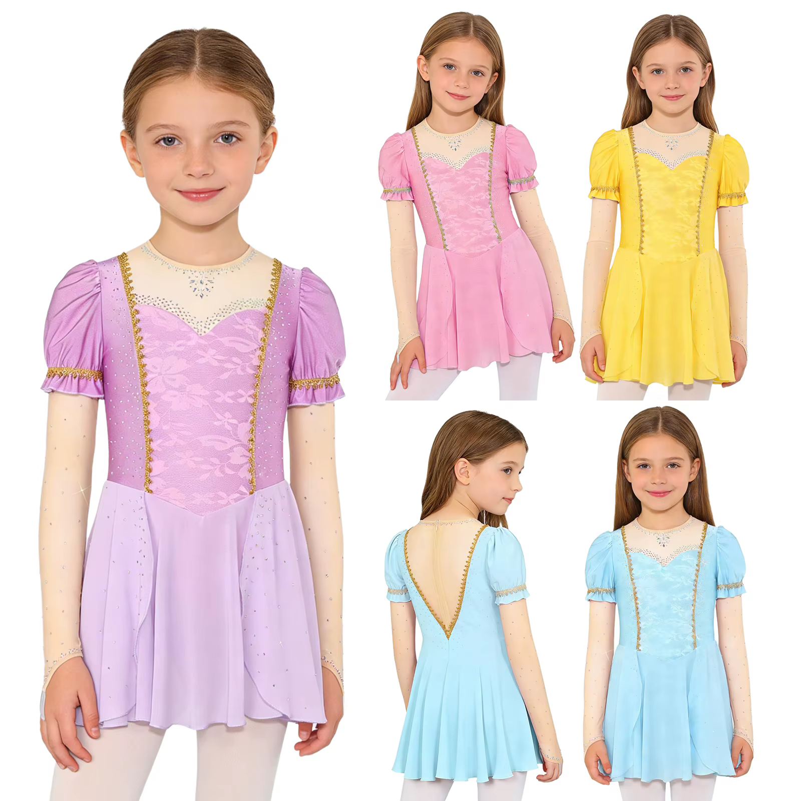 Vestido de princesa para niña con pedrería brillante y gasa - imagen 2