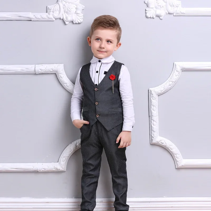 Traje para niño estilo coreano - camisa, chaleco y pantalón 100-140 cm - imagen 3
