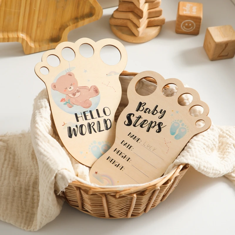 Wooden baby month sign for photography