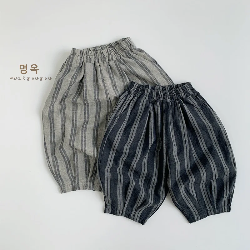 Pantalones a rayas estilo harén para niños de otoño e invierno - imagen 4