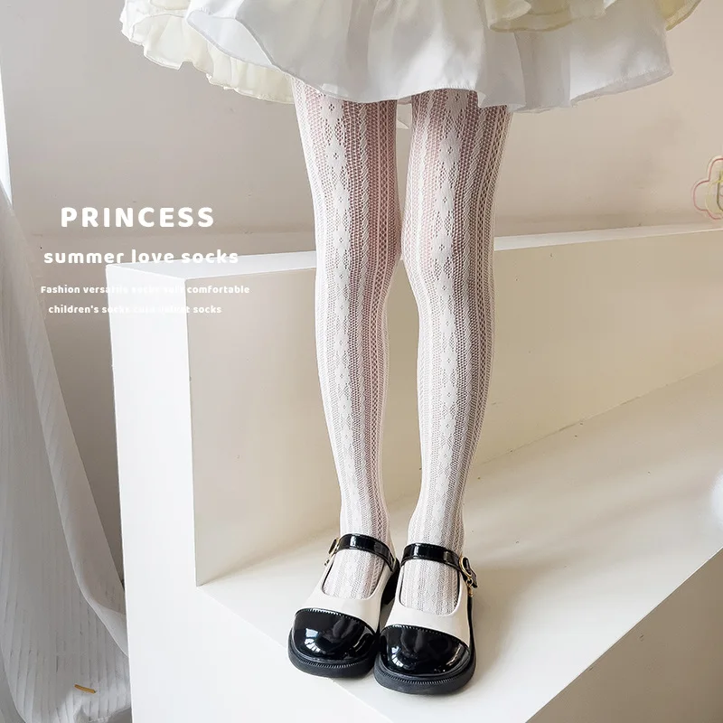 Pantimedias de encaje con lazo floral para niños – Estilo Lolita verano - imagen 3